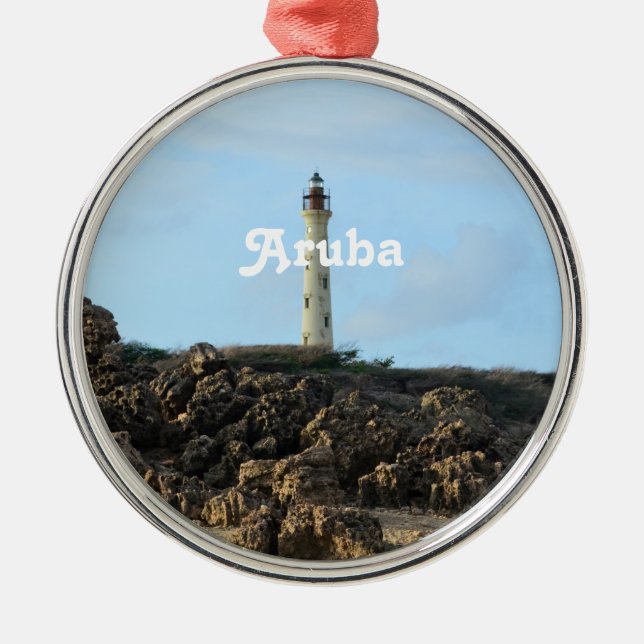 California Lighthouse in Aruba Metal Ornament (Front)