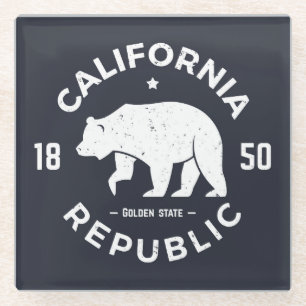 California Logo The Golden State Glass Coaster