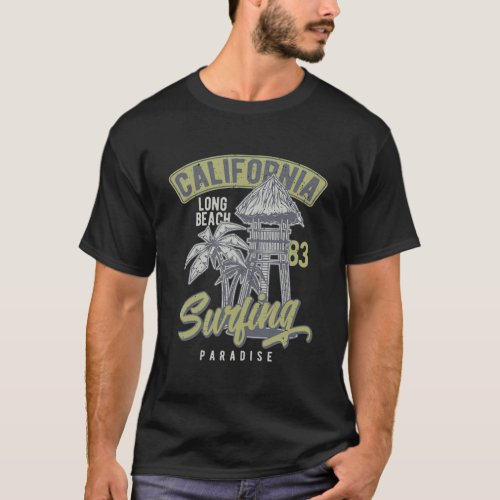 California Long Beach Surfing Vintage Retro Surfer T_Shirt