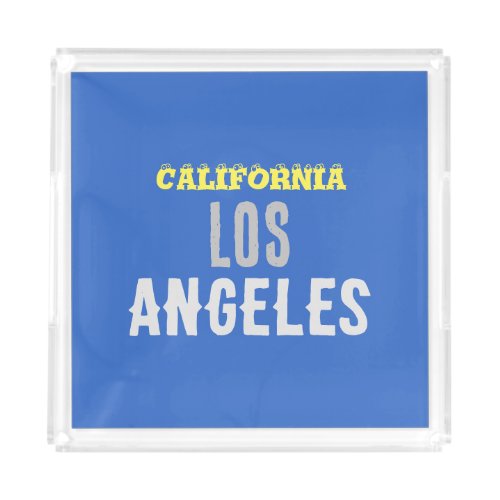 California Los Angeles City USA Retro Vintage Blue Acrylic Tray