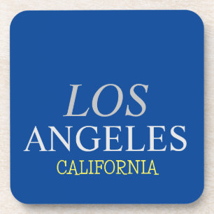 California Los Angeles City USA Retro Vintage Blue Beverage Coaster