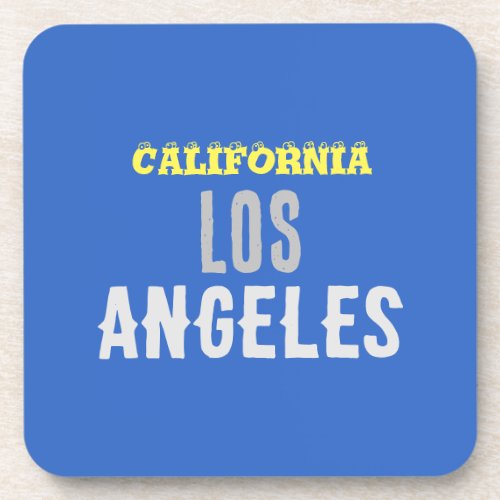 California Los Angeles City USA Retro Vintage Blue Beverage Coaster