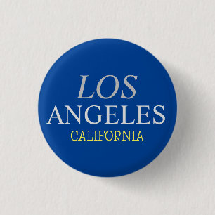 California Los Angeles City USA Retro Vintage Blue Button