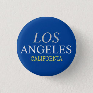 California Los Angeles City USA Retro Vintage Blue Button