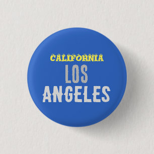 California Los Angeles City USA Retro Vintage Blue Button