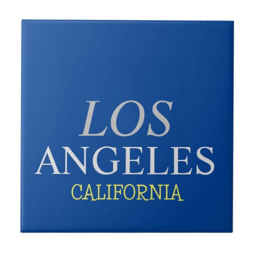 California Los Angeles City USA Retro Vintage Blue Ceramic Tile