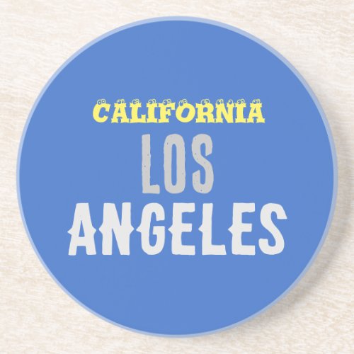 California Los Angeles City USA Retro Vintage Blue Coaster