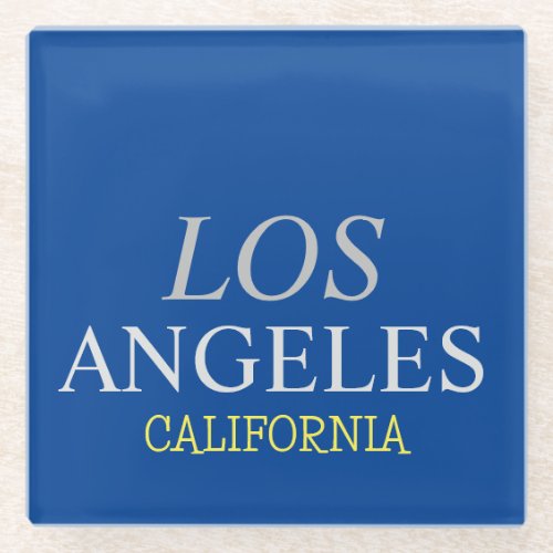 California Los Angeles City USA Retro Vintage Blue Glass Coaster