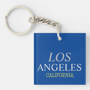 California Los Angeles City USA Retro Vintage Blue Keychain