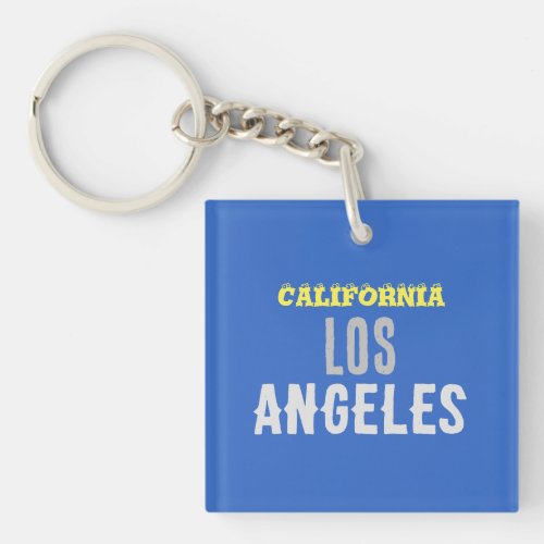California Los Angeles City USA Retro Vintage Blue Keychain