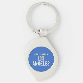 California Los Angeles City USA Retro Vintage Blue Keychain