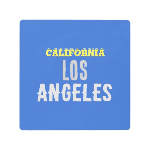 California Los Angeles City USA Retro Vintage Blue Metal Print