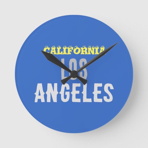 California Los Angeles City USA Retro Vintage Blue Round Clock