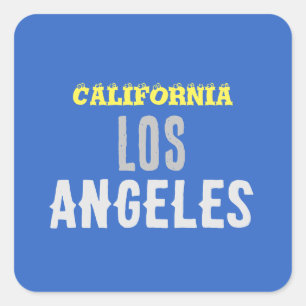 California Los Angeles City USA Retro Vintage Blue Square Sticker