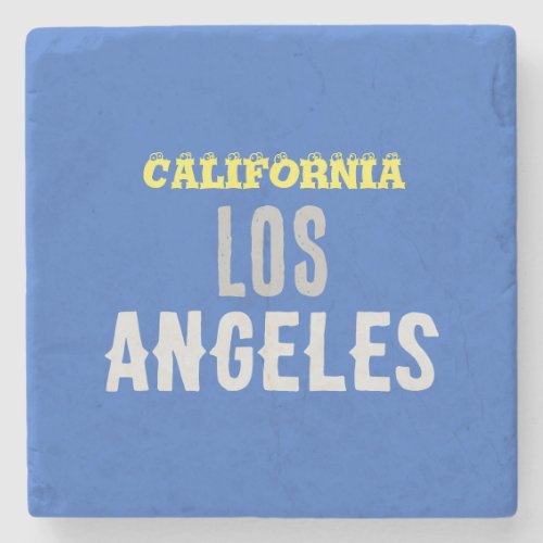 California Los Angeles City USA Retro Vintage Blue Stone Coaster