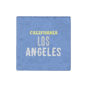 California Los Angeles City USA Retro Vintage Blue Stone Magnet