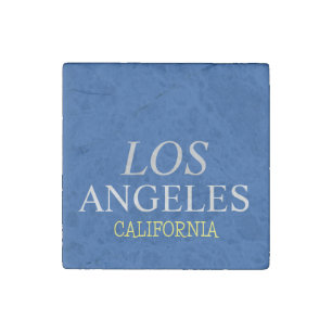 California Los Angeles City USA Retro Vintage Blue Stone Magnet