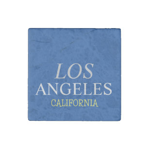 California Los Angeles City USA Retro Vintage Blue Stone Magnet
