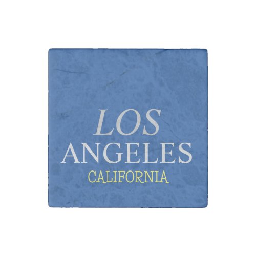 California Los Angeles City USA Retro Vintage Blue Stone Magnet