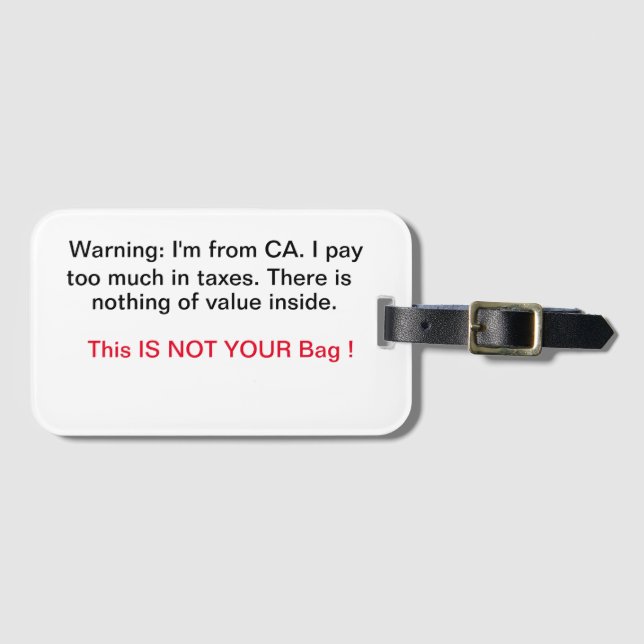 California Luggage Tag (Front Horizontal)