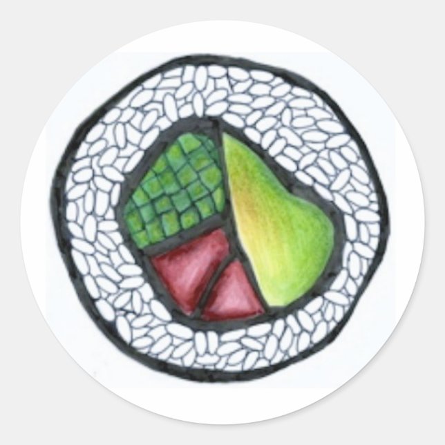 California Maki Roll Sushi Japanese Food Cuisine Classic Round Sticker (Front)
