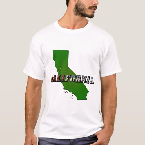 California Map and Picture Text T_Shirt