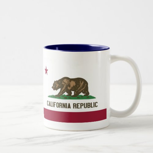 California Map and State Flag Two_Tone Coffee Mug