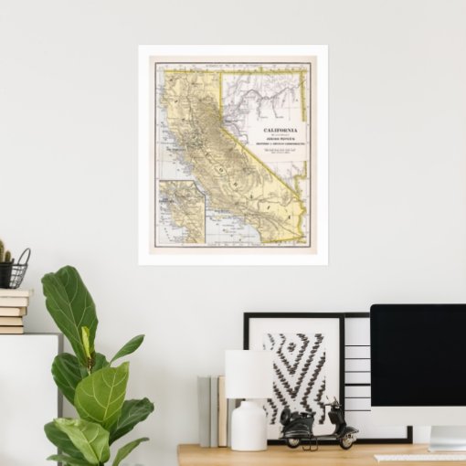 California Map from 1886 Poster | Zazzle