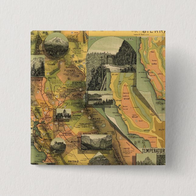 California Map Pinback Button (Front)