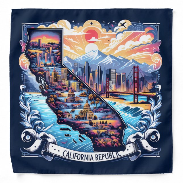 California Map Vector Art Bandana (Front)