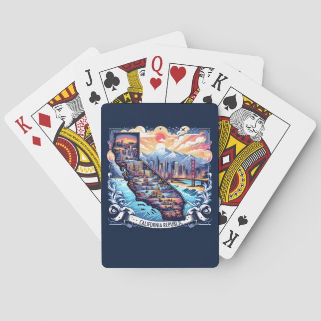 California Map Vector Art Poker Cards (Back)