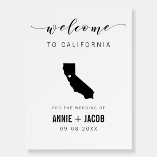 California Map Wedding Welcome Sign Foam Board
