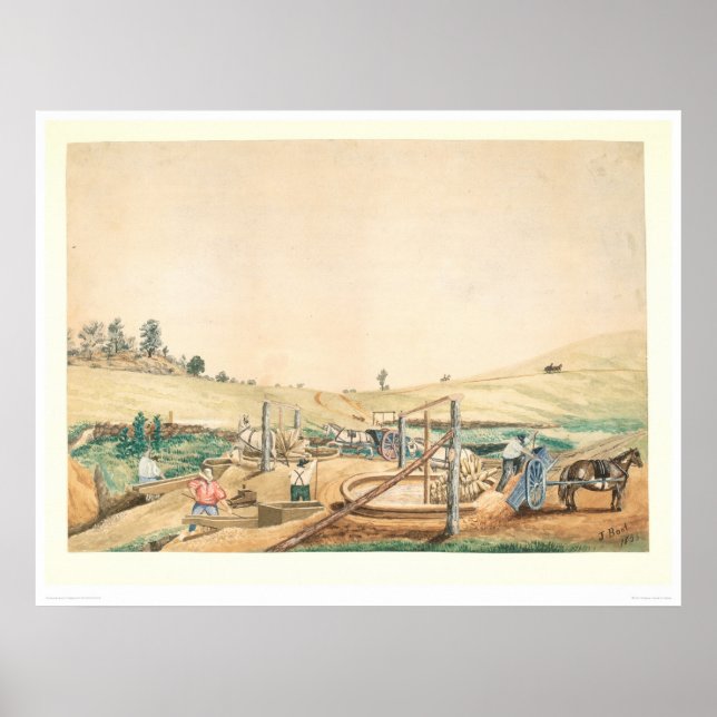 California Miners Working an Arrastra (0111A) Poster (Front)