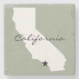 California Minimalist Map Silhouette Stone Coaster