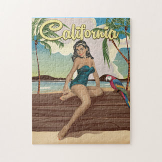 California Model retro travel poster Jigsaw Puzzle
