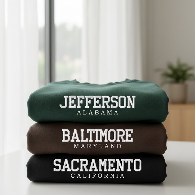 California | Modern Script USA State Name Custom Embroidered Sweatshirt (Script State Sweatshirt Personalized Gift for Her Him, Custom State Sweatshirt July 4th Gift for Mom)