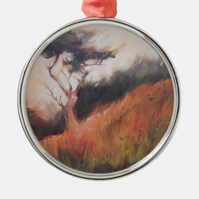 California Monterey Cypress Lone Tree Metal Ornament (Front)