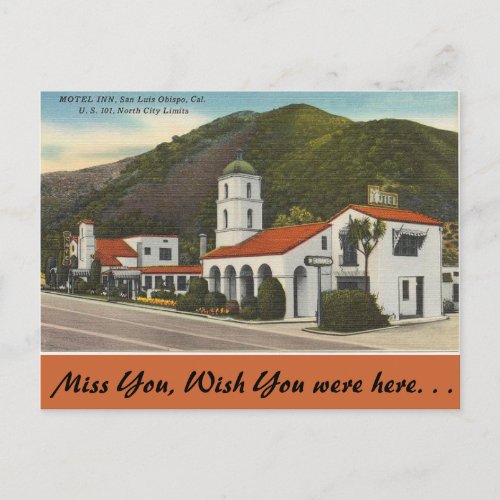 California Motel Inn San Luis Obispo Postcard