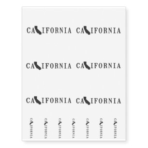 California Name with State Shaped Letter Temporary Tattoos