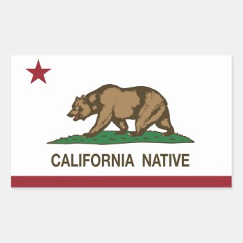 California Native Republic Flag Rectangular Sticker by LgTshirts at Zazzle