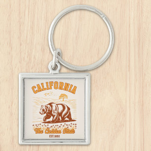 California Nature Lover Gift – Retro Bear Keychain