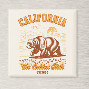 California Nature Lover Gift – Retro Bear Magnet