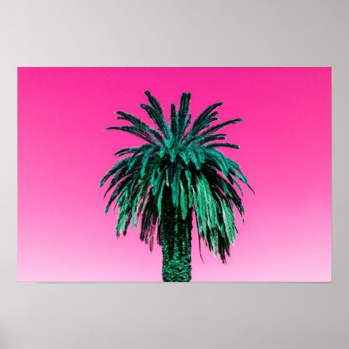 California Neon Palm Tree Poster
