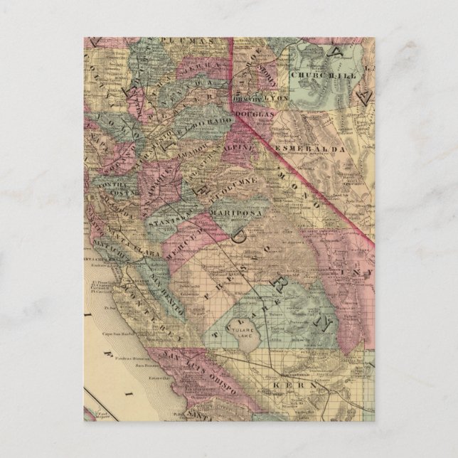 California, Nevada Postcard (Front)