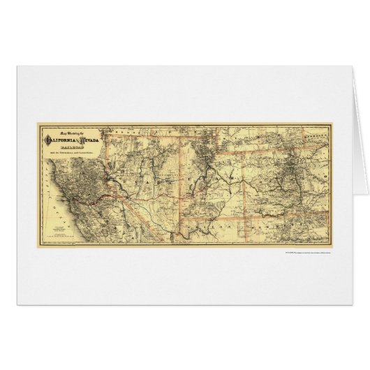 California & Nevada Rail Map 1882 Cards (Front Horizontal)
