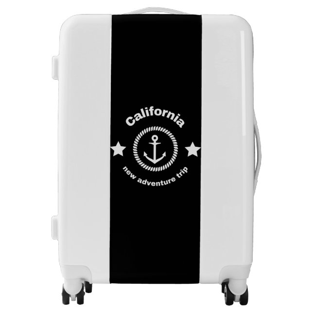 California new adventure trip Modern black white Luggage (Front)