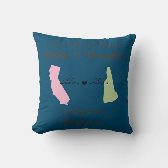 California New Hampshire Distance Mother's Day Throw Pillow (Front)