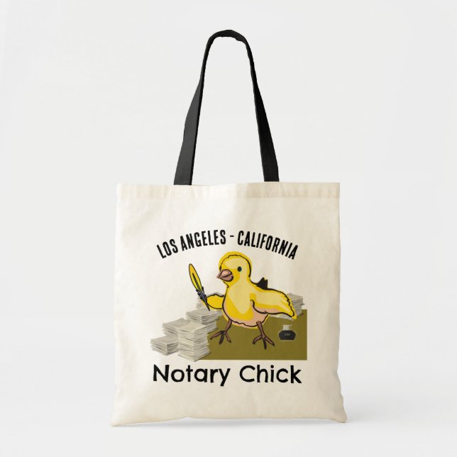 California Notary Chick Yellow Feather Quill Tote Bag (Front)