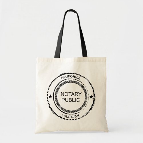 California Notary Distressed Seal Customized Tote Bag