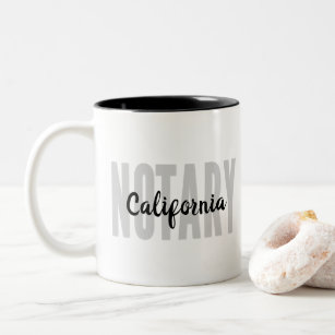 California Notary Public Faded Black Big Font  Two-Tone Coffee Mug